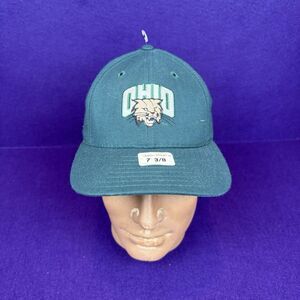 Vintage Ohio Bobcats Fitted Hat Green 7 3/8 Legacy Made In USA New